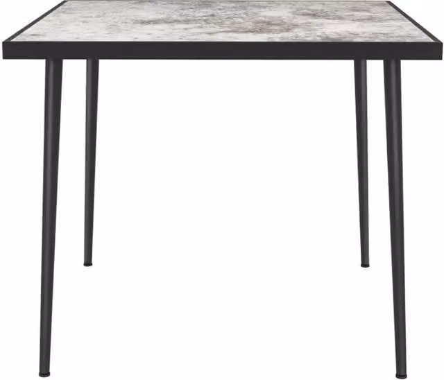 Chilli Seating Arizona Square Outdoor Dining Table with Grey Marble Effect Tempered Glass Top