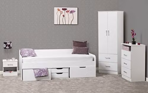 Seconique Dante Single Day Bed with Drawers in White – 2
