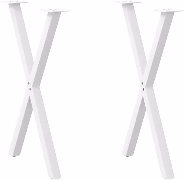Berkfield Home X-Shaped Dining Table Legs, 2 Piece Steel Set, White, W: 50 cm, H: 72.5 cm