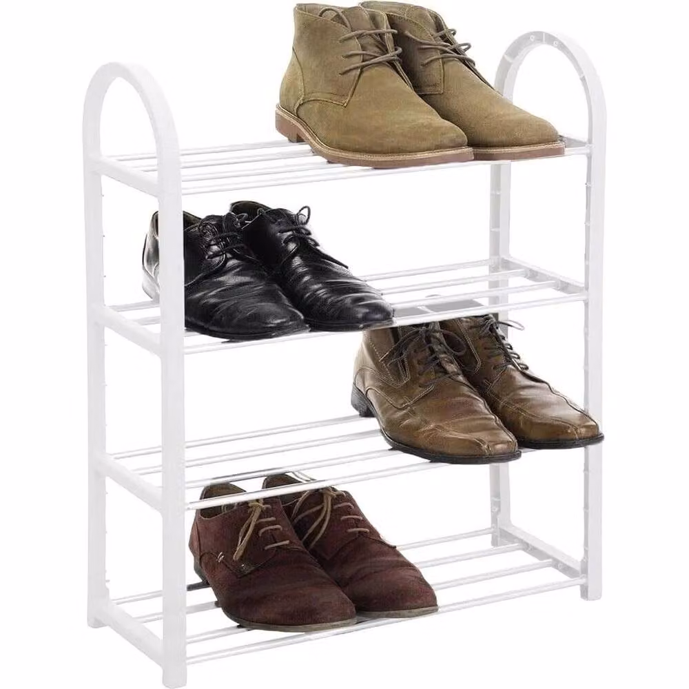 KORVIXA 4 Tier Freestanding Shoe Rack Storage Organiser in White, W: 50 cm, D: 50 cm, H: 64 cm – 3