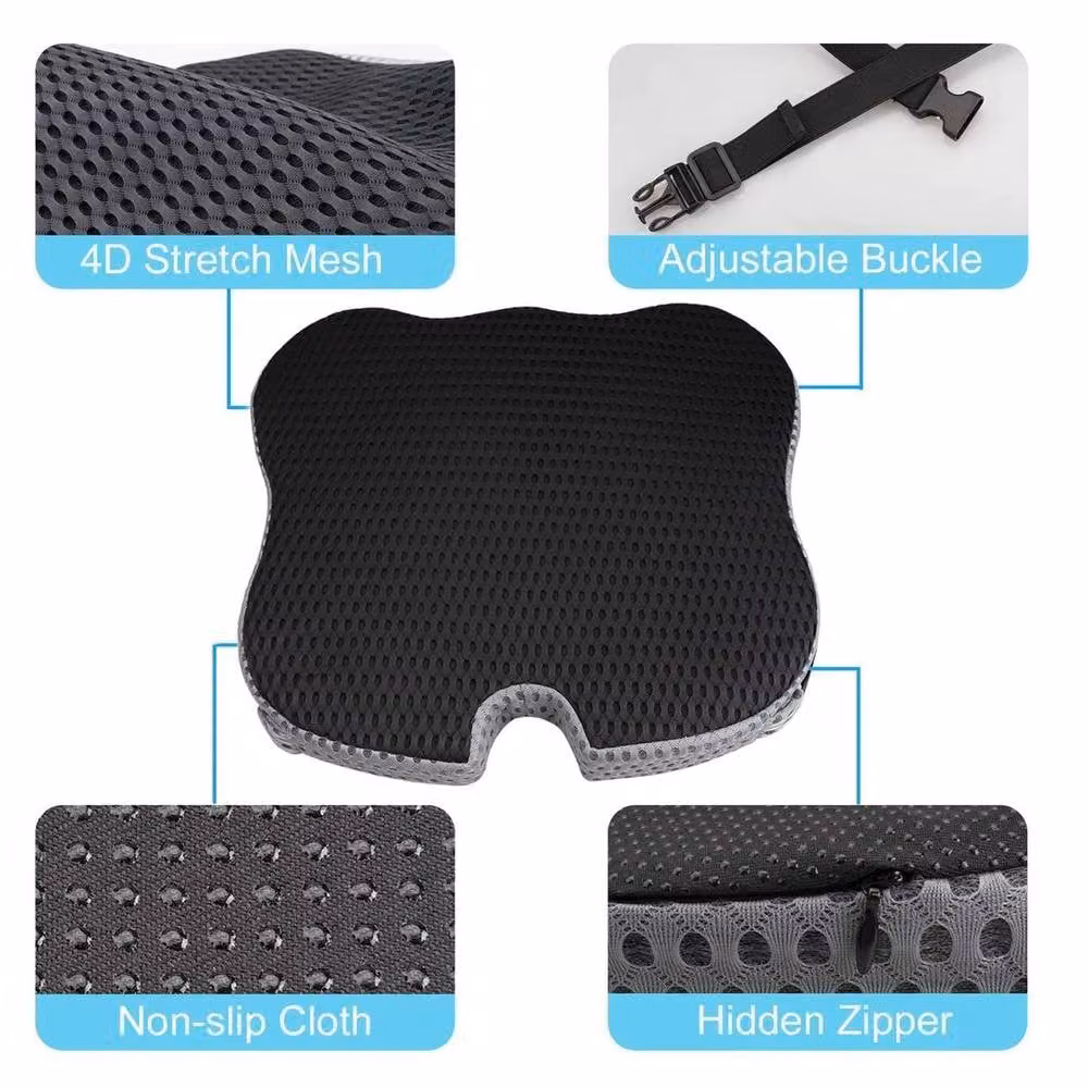 FLAVORA Ergonomic Memory Foam Coccyx Seat and Back Wedge Cushion in Black, W/D/H: 190 x 100 x 8 cm – 5