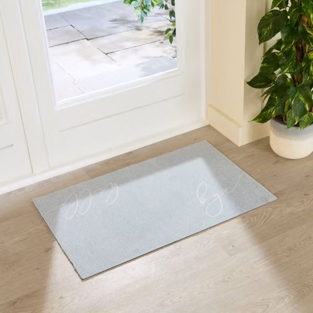 Artsy Mats Hello Bye Blue Washable Non-Slip Indoor Doormat W: 80 cm, D: 50 cm – 1