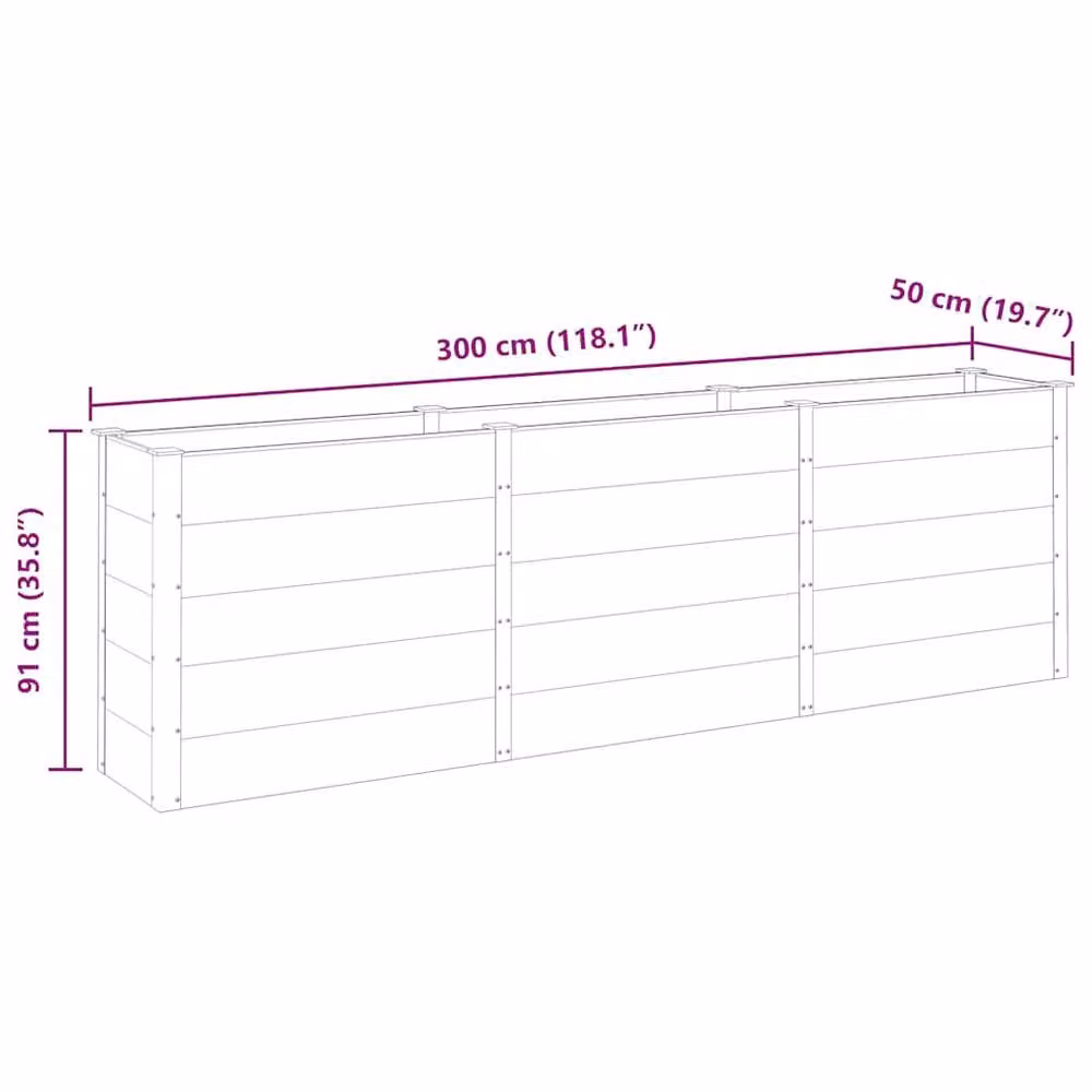 Berkfield Home Garden Grey WPC Raised Bed W/D/H: 300 x 50 x 91 cm – 4