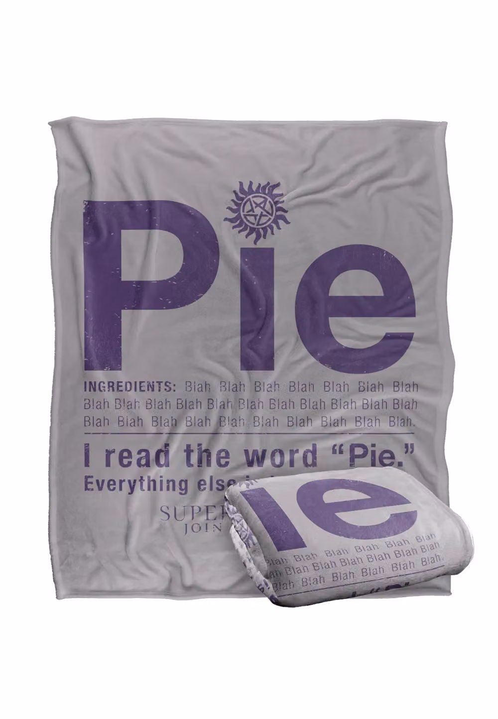 Supernatural Pie Officially Licensed Silky Touch Super Soft Throw Blanket in White, W: 152 cm, D: 127 cm – 2