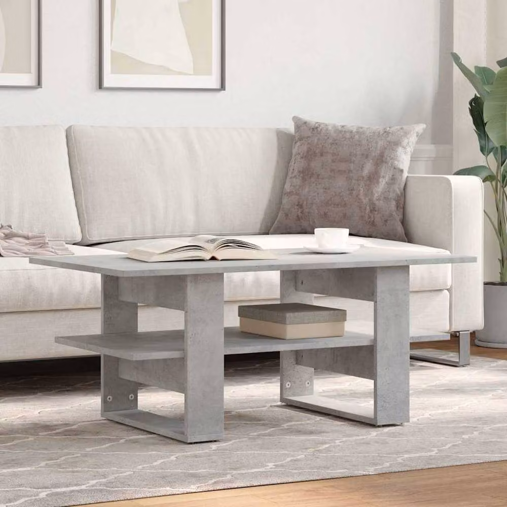 Berkfield Home Modern Rectangular Coffee Table in Concrete Grey, W/D/H: 102 x 55 x 42 cm – 2