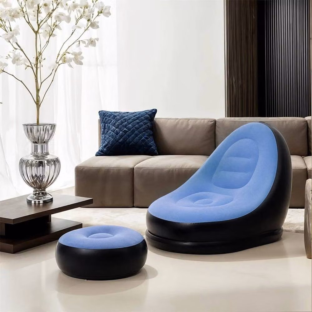 SPETLEK Blue and Black Air Lounge Inflatable Sofa, Ottoman, Gaming Chair and Stool, W/D/H: 116.0 x 78.0 x 82.0 cm – 4