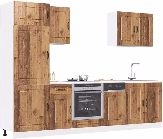 Berkfield Home Kalmar 7 Piece Kitchen Cabinet Set in Brown Old Wood Engineered Wood