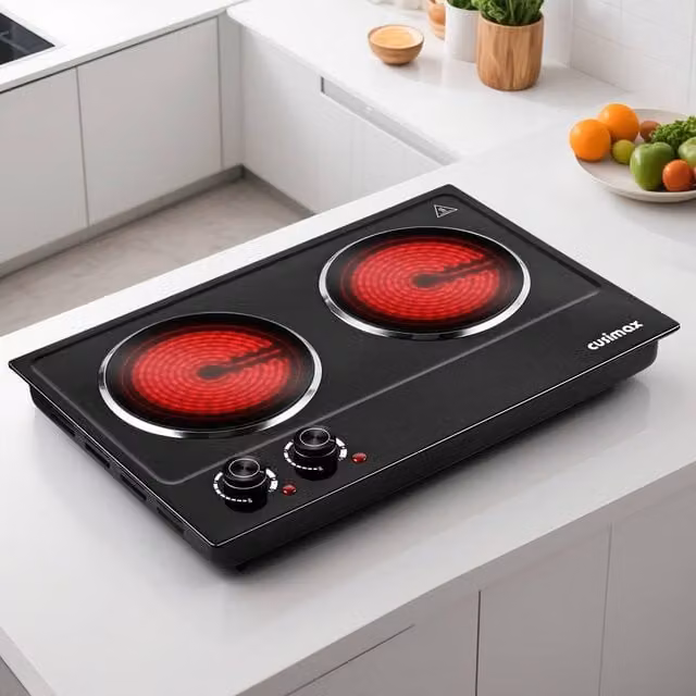 Cusimax Sleek Portable 2400W Infrared Electric Hot Plate in Black
