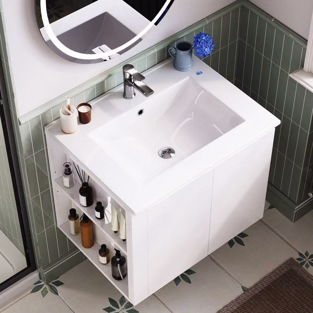 FORGEVIO High Gloss White Wall Mounted Bathroom Vanity Unit with LED Lighting – 2