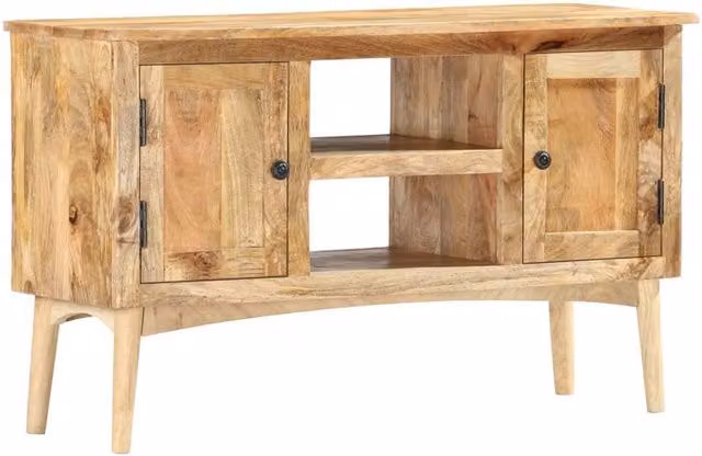 Berkfield Home Rustic Solid Mango Wood Sideboard in Brown, W/D/H: 100 x 35 x 60 cm