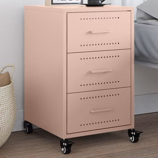 Berkfield Home Pink Metal Bedside Cabinet W/D/H: 36 x 39 x 59 cm