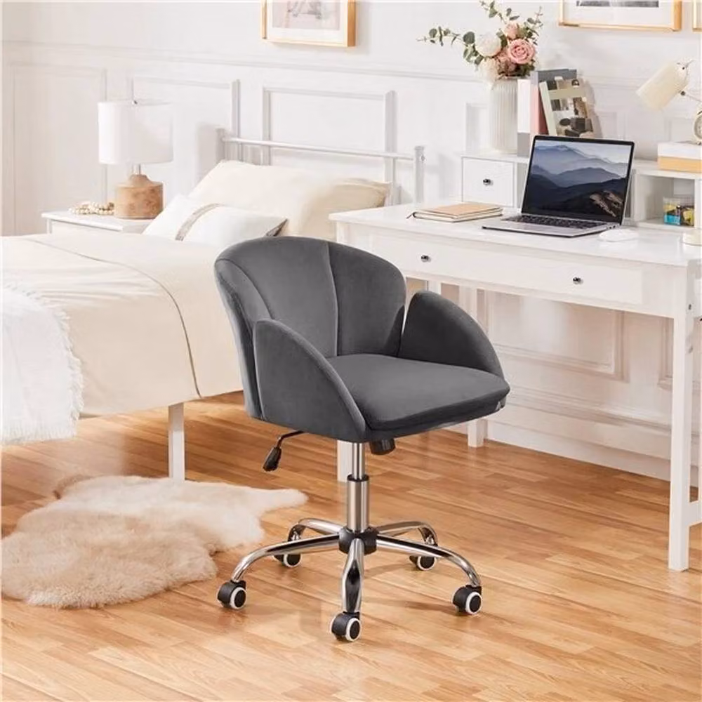 Kelvenix Modern Swivel Task Chair in Dark Grey with Armrests and Castors – 3
