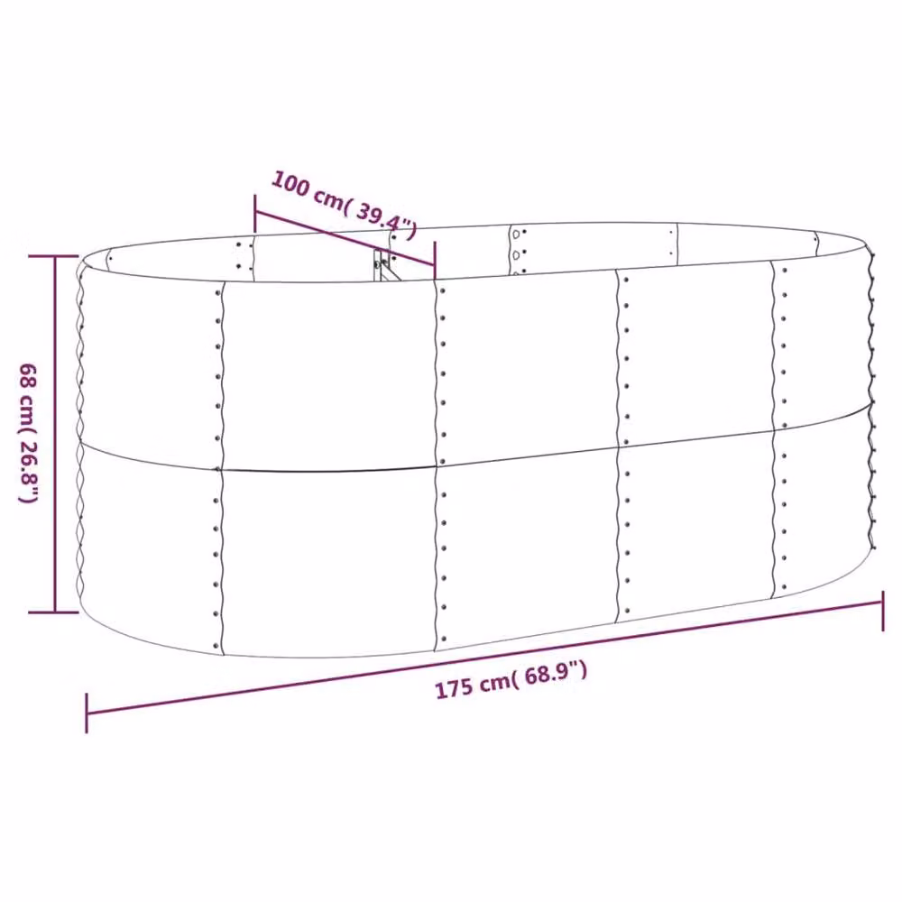 Berkfield Home Garden Powder-coated Steel Raised Bed in Green, W/D/H: 175 x 100 x 68 cm – 4