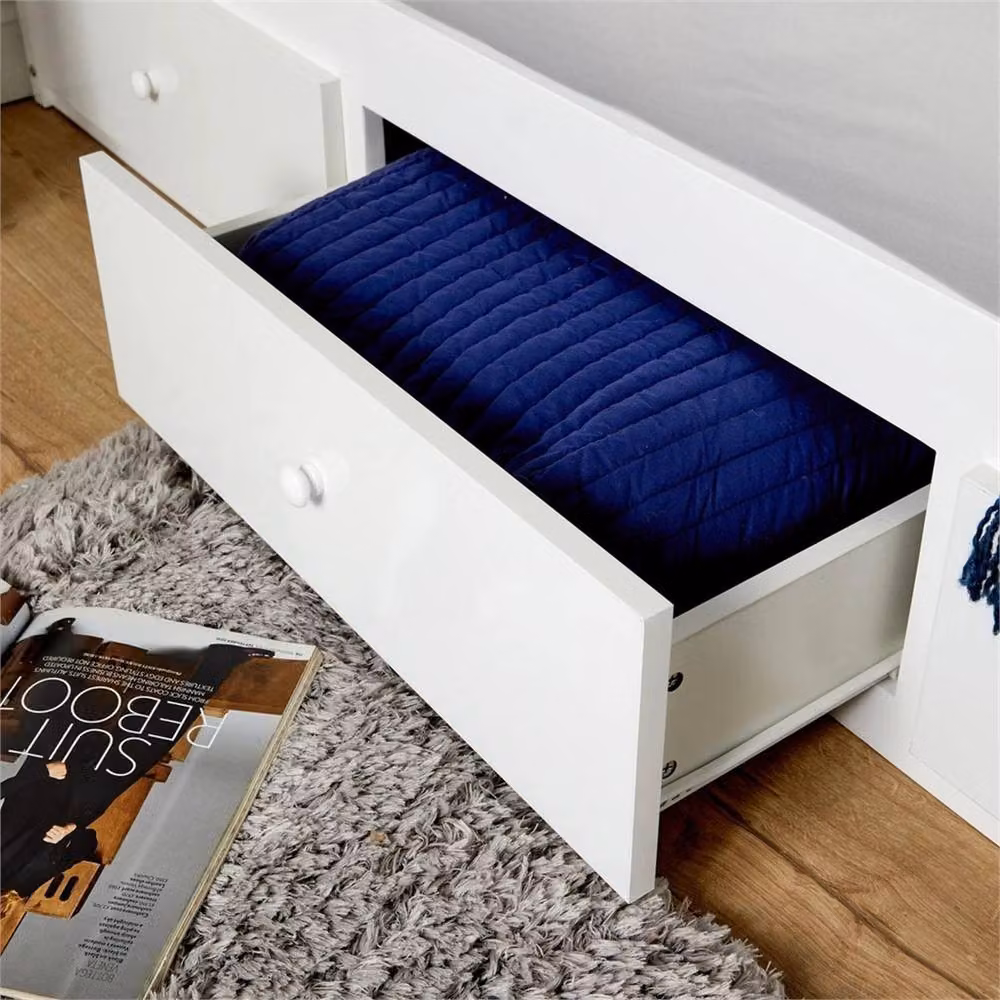 SPETLEK Single 3ft Pine Wooden Bed Frame with Drawers in White – 3