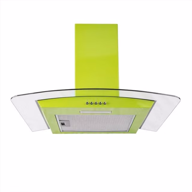 SIA CGH60GN Green Curved Glass Chimney Cooker Hood Extractor Fan, Wall Mounted, 60 cm