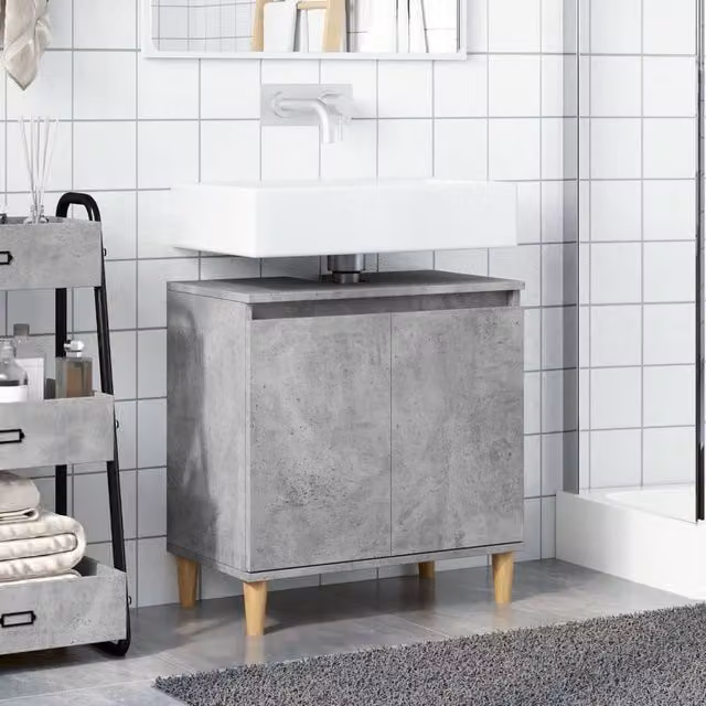 Berkfield Home Sink Cabinet in Concrete Grey, W/D/H: 58 x 33 x 60 cm – 1