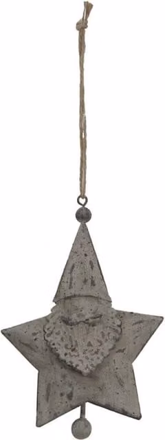 Hill Interiors Rustic White Metal Santa Christmas Hanging Pendant Figure