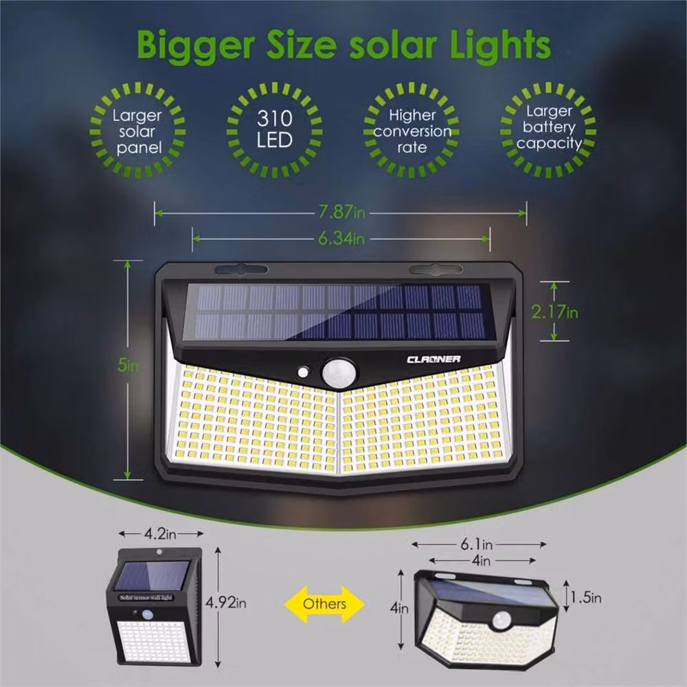 Kelvenix Super Bright Solar Wall Light with 310 LED, Motion Sensor and Dusk Sensor, Black – 2
