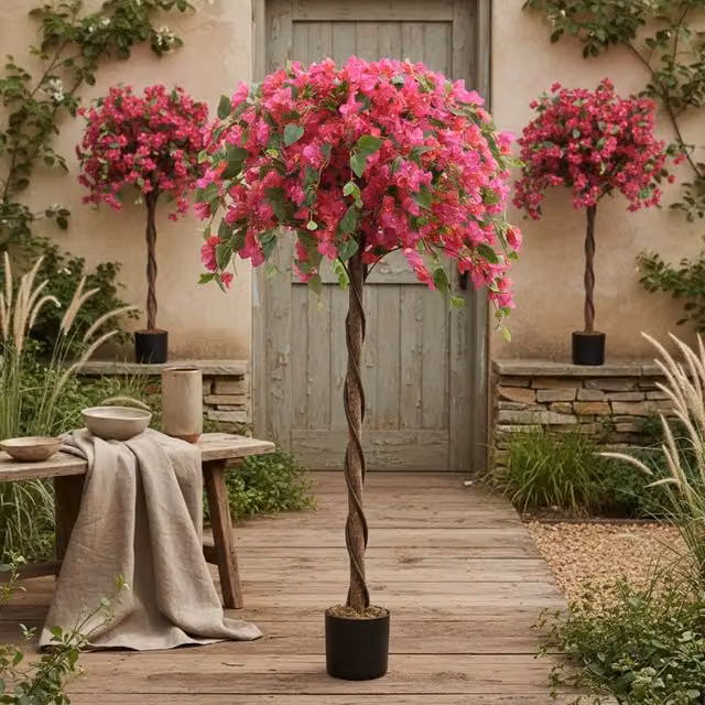 Wyld Haus Lecole Pair of Artificial Murraya Blossom Trees in Pots, Multicolour, Height: 120 cm – 1