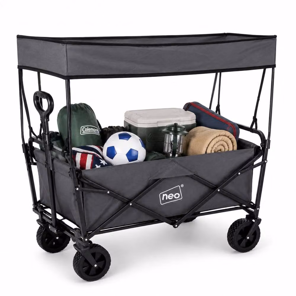 Neo Folding Garden Cart with Canopy in Grey, 140L Capacity – 9
