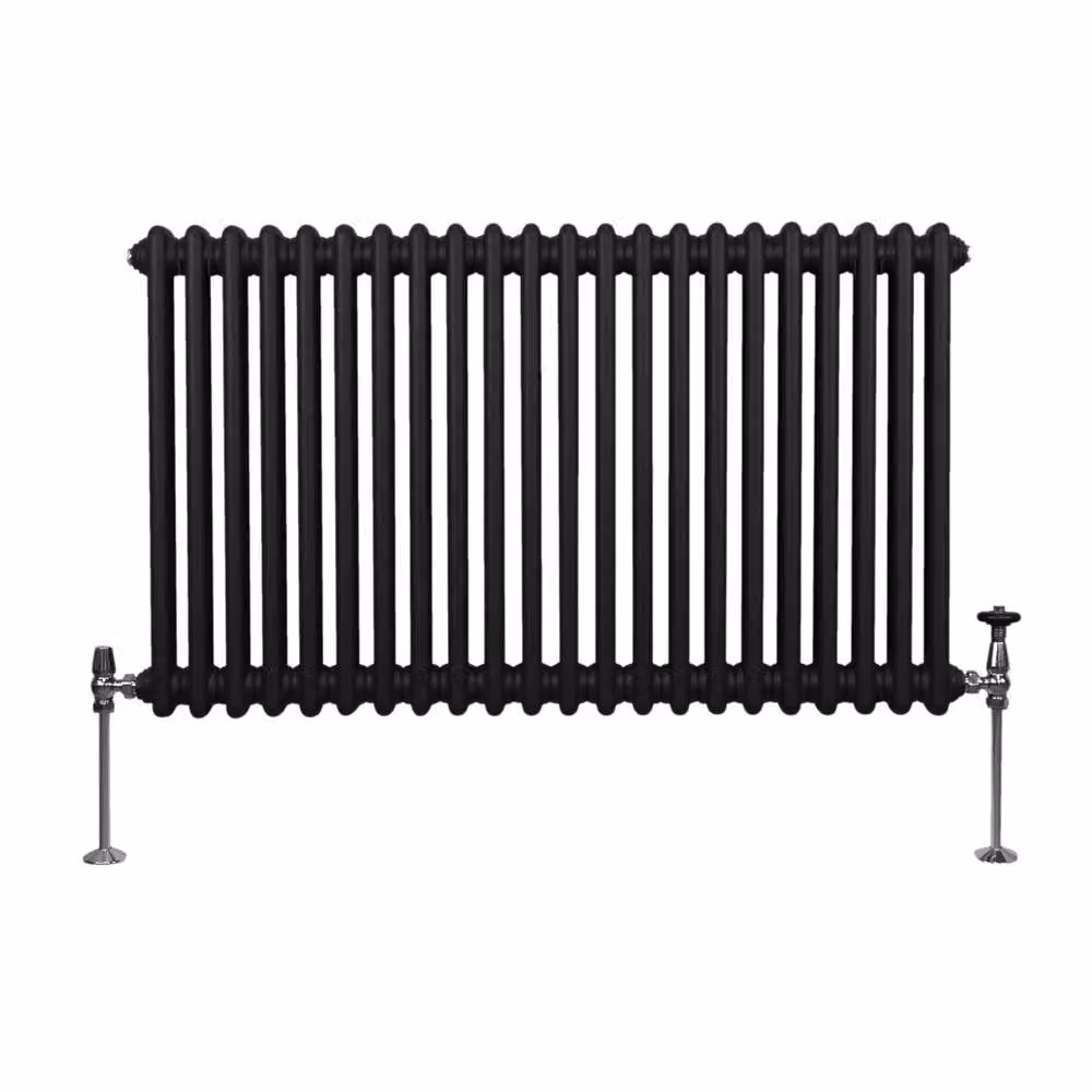 Monstershop Traditional 2 Column Steel Radiator in Black, H: 101 cm, W: 60 cm, D: 7 cm – 2
