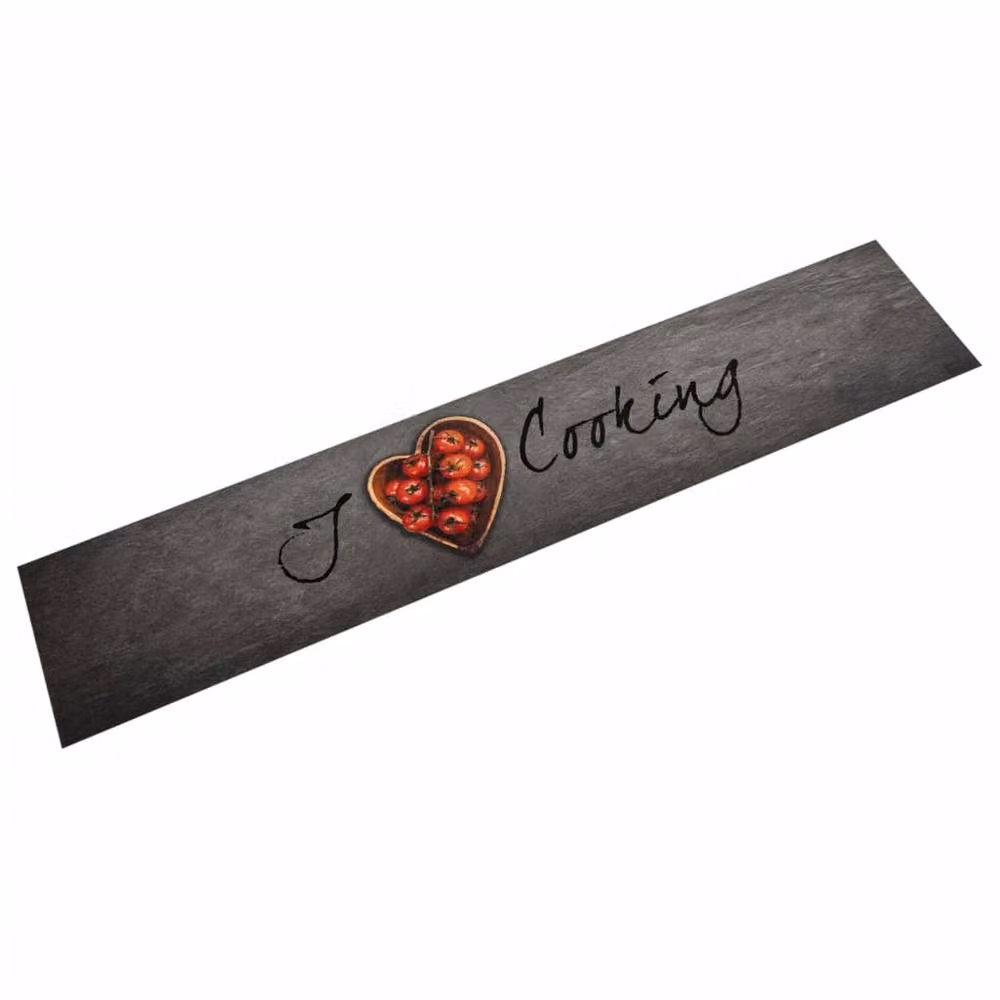 Berkfield Home Washable Grey Velvet Kitchen Rug, W: 60 cm, L: 300 cm – 2
