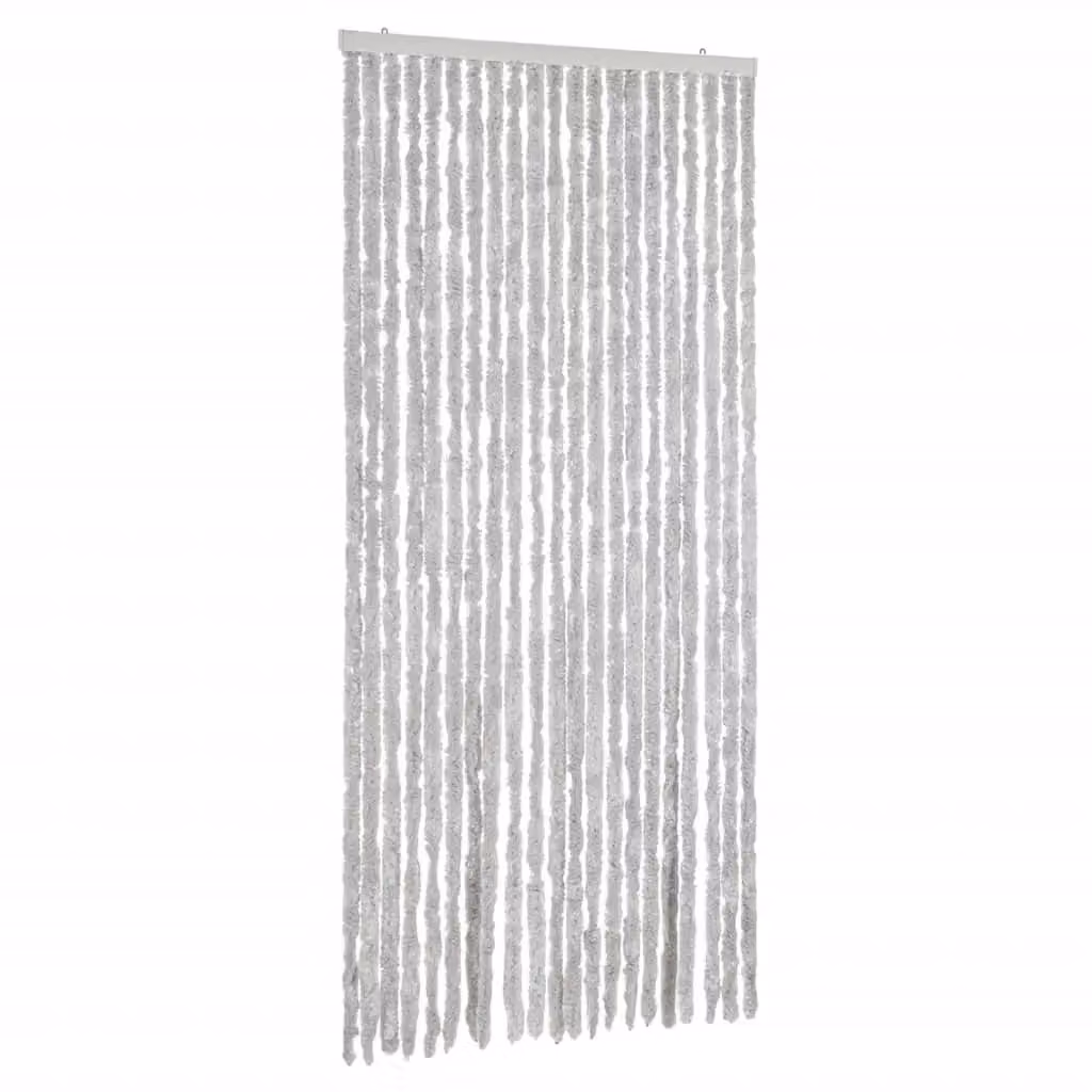 Berkfield Home Grey Chenille Fly Curtain, W: 90 cm, H: 220 cm – 2