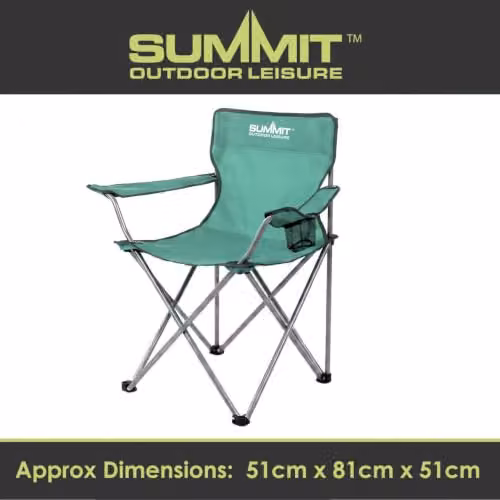 VFM e-Store Folding Camping Chair with Cup Holder and Carry Bag, Green, H 81 cm x W 51 cm x D 51 cm – 4