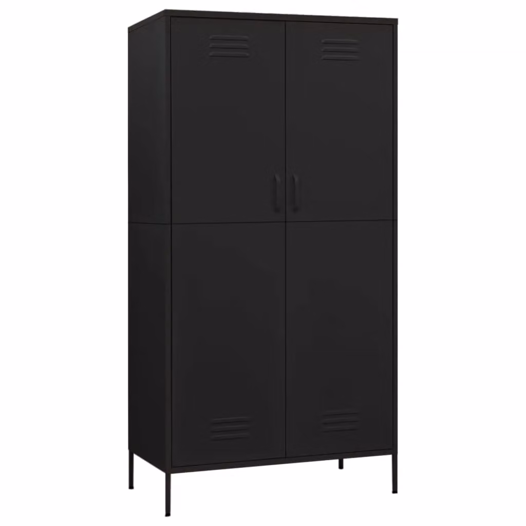 Berkfield Home Industrial Metal Wardrobe in Black, W/D/H: 90 x 50 x 180 cm – 2