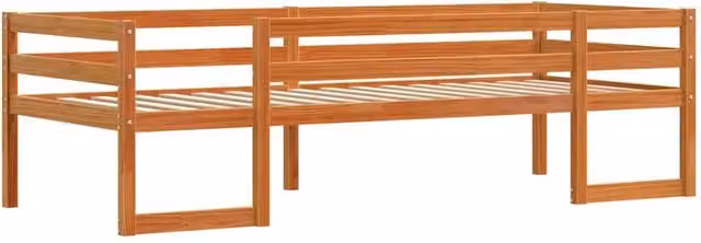 Berkfield Home Kids Single Bed Frame in Waxed Brown Solid Pine, W/D/H: 90 x 190 cm – 1