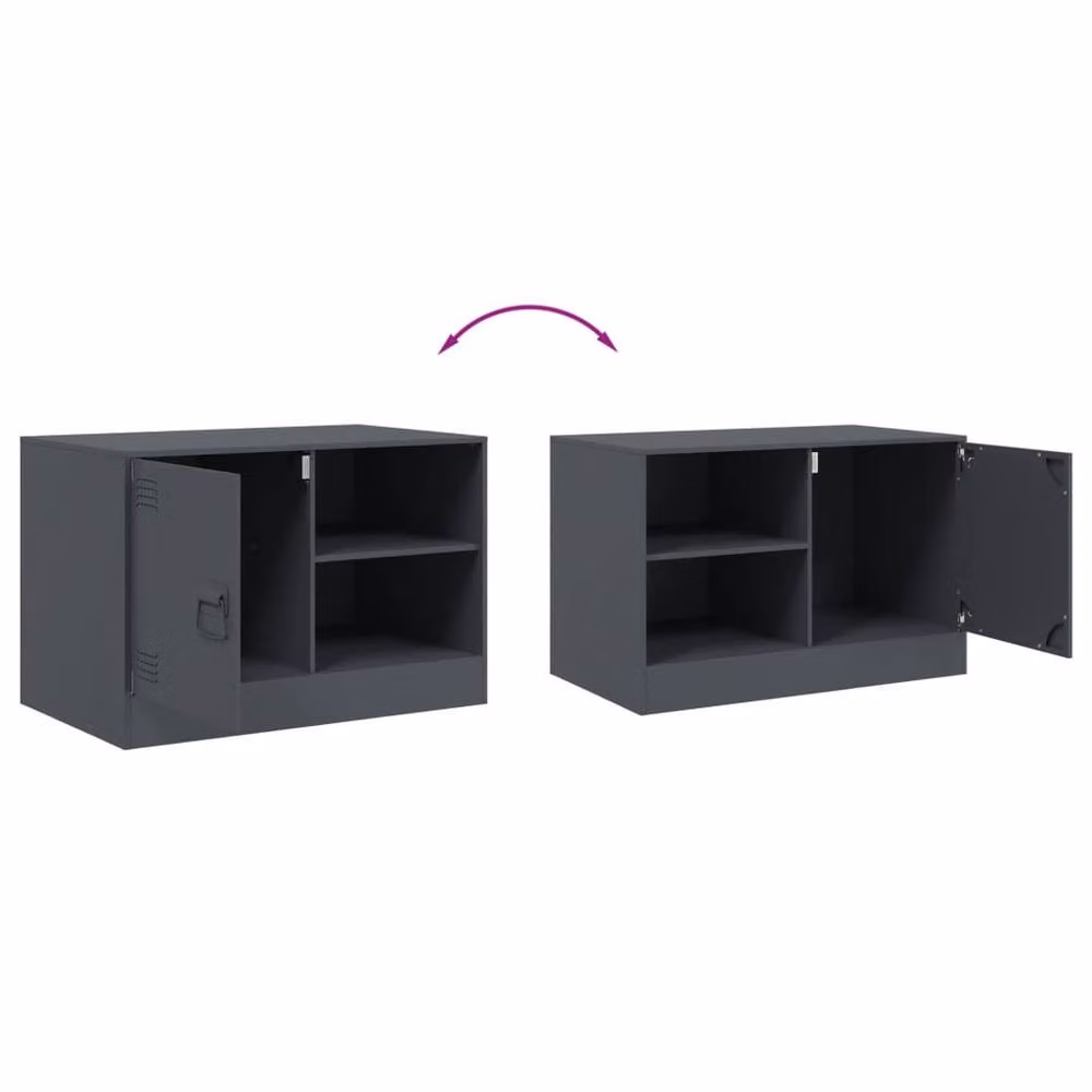 Berkfield Home Anthracite Steel TV Cabinet in Dark Grey, W/D/H: 67 x 39 x 44 cm – 7