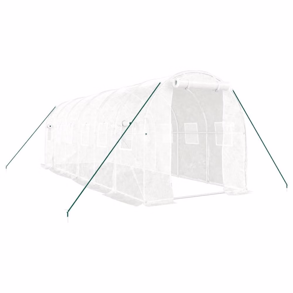 Berkfield Home Freestanding Steel Frame Greenhouse in White, W/D/H: 6 x 2 x 2 m – 2