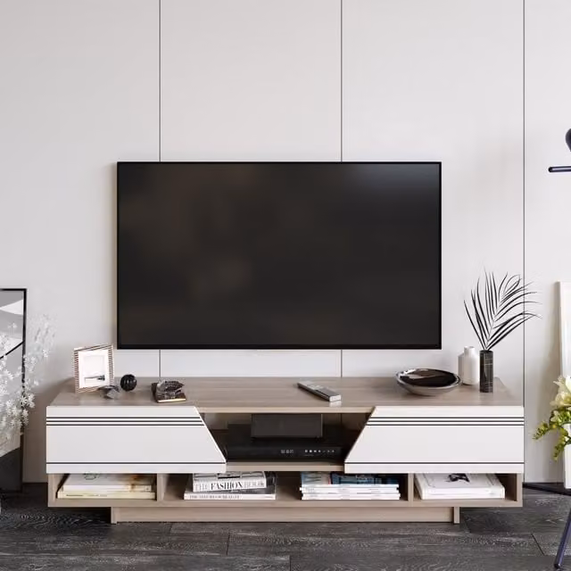 Decorotika Aspa Modern TV Unit in White and Grey MDF