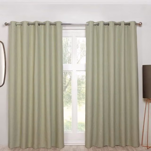 Sundour Green Blackout Thermal Insulating Eyelet Fabric Panel Curtains