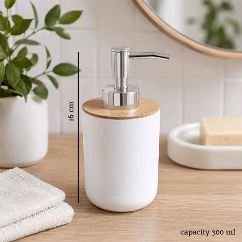 Orsina White Bamboo Fibre Lotion Dispenser with Pump, 300 ml – 2
