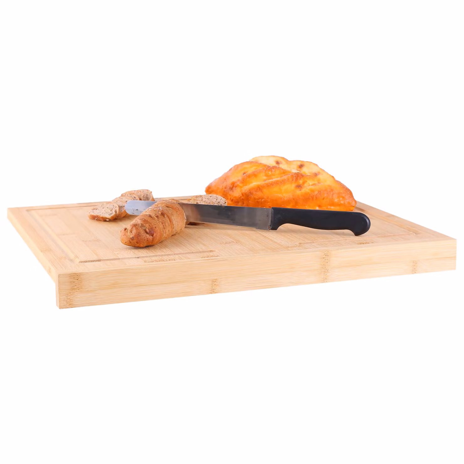 Xample Brown Bamboo Rectangular Kitchen Chopping Board Kit with Groove – 3