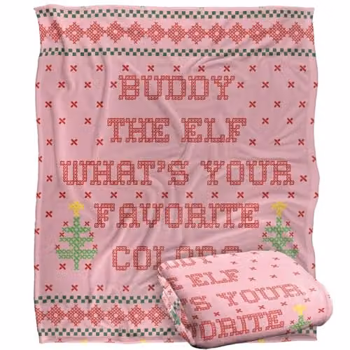 ELF Multicolour Pink Soft Fleece Throw Blanket, W: 152 cm, D: 127 cm