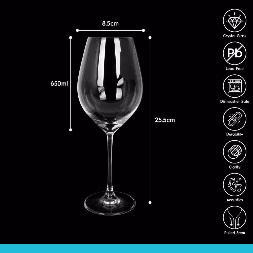 Argon Tableware Mayfair Lead-Free Crystal Red Wine Glasses, 650ml, Pack of 24, Clear – 4