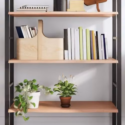 vidaXL Wall Mounted Oak Wood Shelf, Light Brown, W: 60 cm, D: 1 cm, H: 2 cm – 1