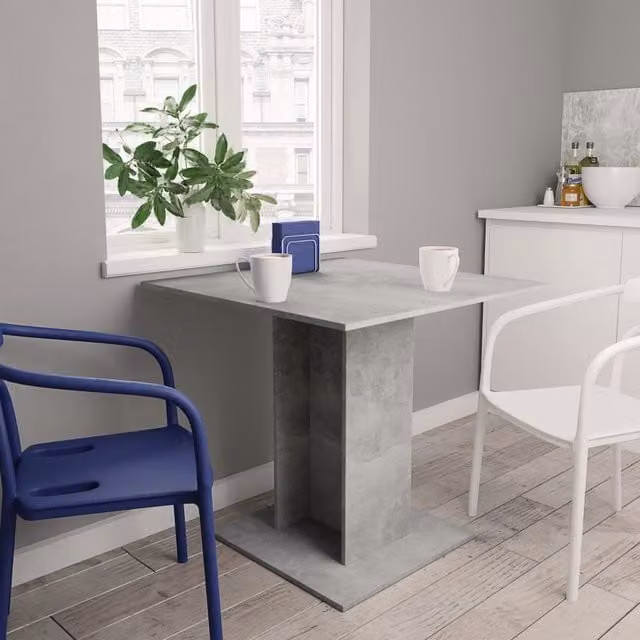 Berkfield Home Square Dining Table in Grey Matt Composite Wood, W/D/H: 80 x 80 x 75 cm – 1