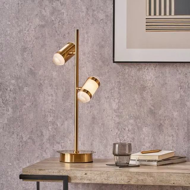 Pacific Lifestyle Modern LED Metal and Glass Table Lamp in Gold/Brass
