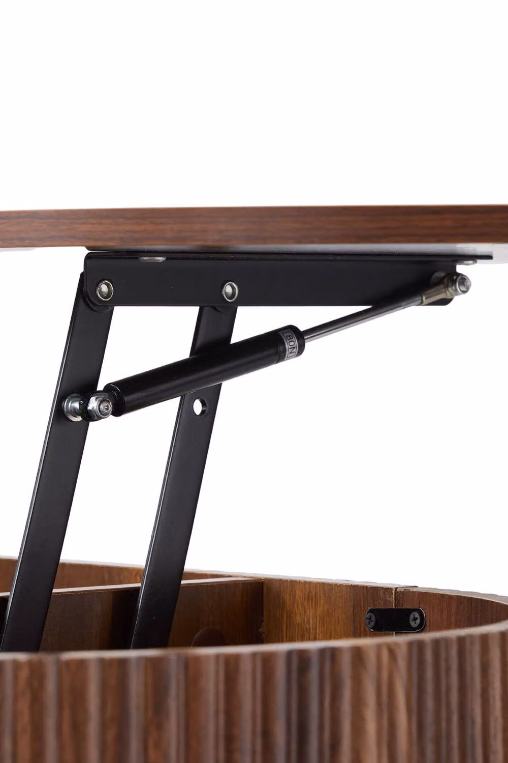 Living and Home Mid-Century Walnut Wooden Oval Lift-Top Coffee Table with Hidden Compartment – 4