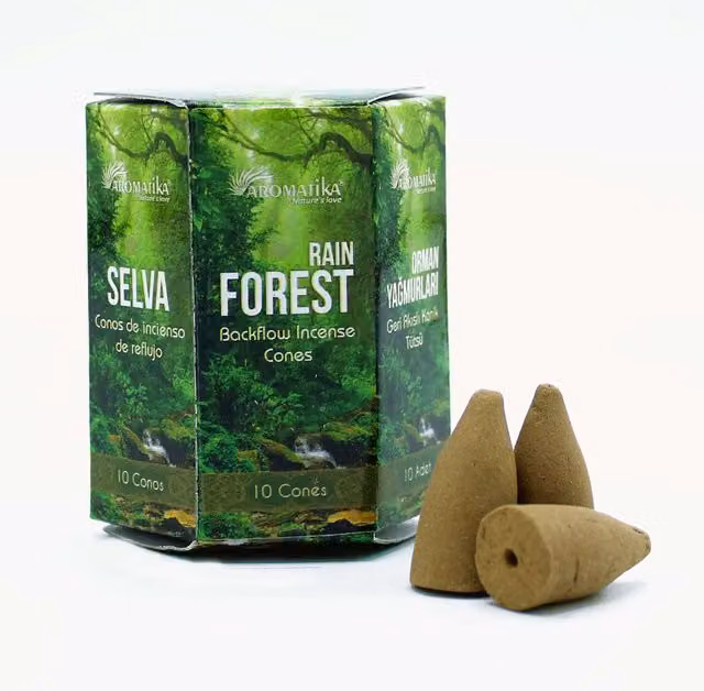 Aromatika Pack of 10 Rain Forest Masala Backflow Incense Cones, Green