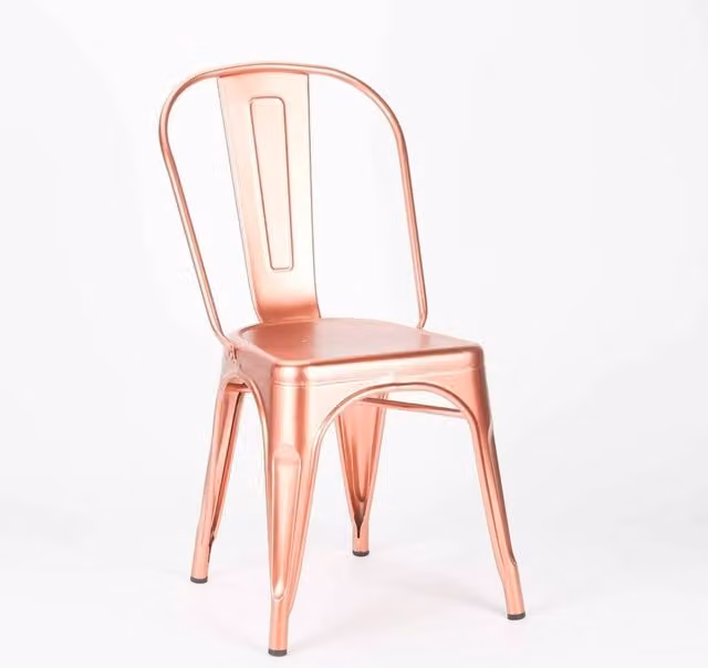 FLAVORA Glossy Gold Metal Industrial Dining Chair – 1