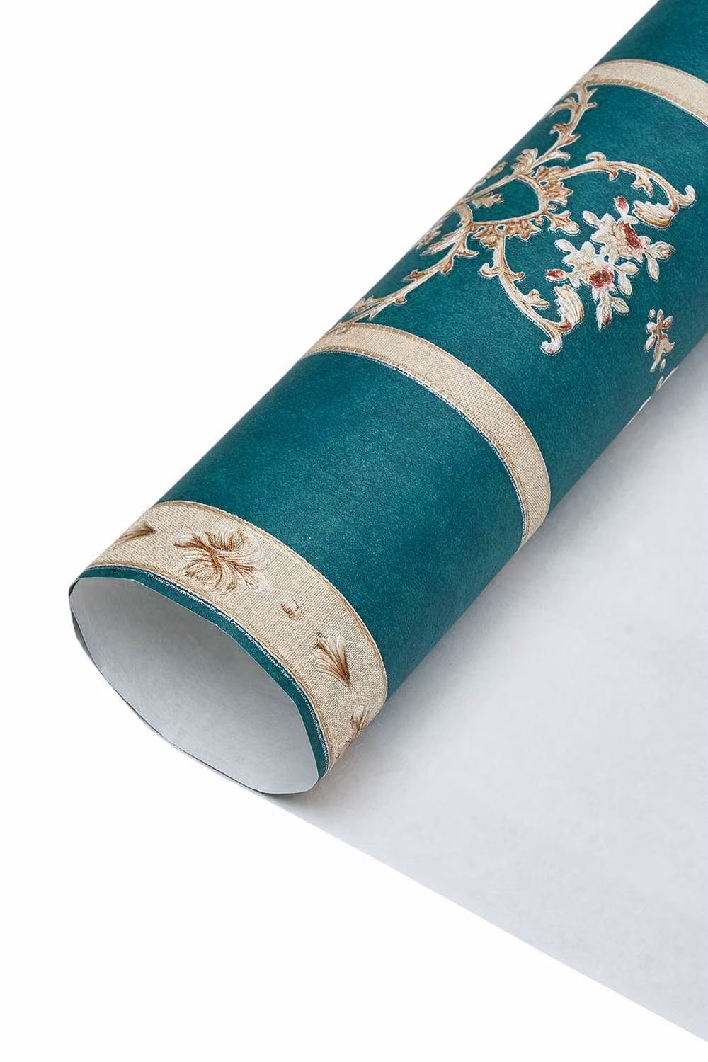 Living and Home Dark Green Vintage Floral and Botanical Horizontal Stripes Wallpaper – 2