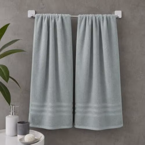 Catherine Lansfield Cotton Bath Sheet Pair, Green, W: 90 cm, H: 140 cm – 1