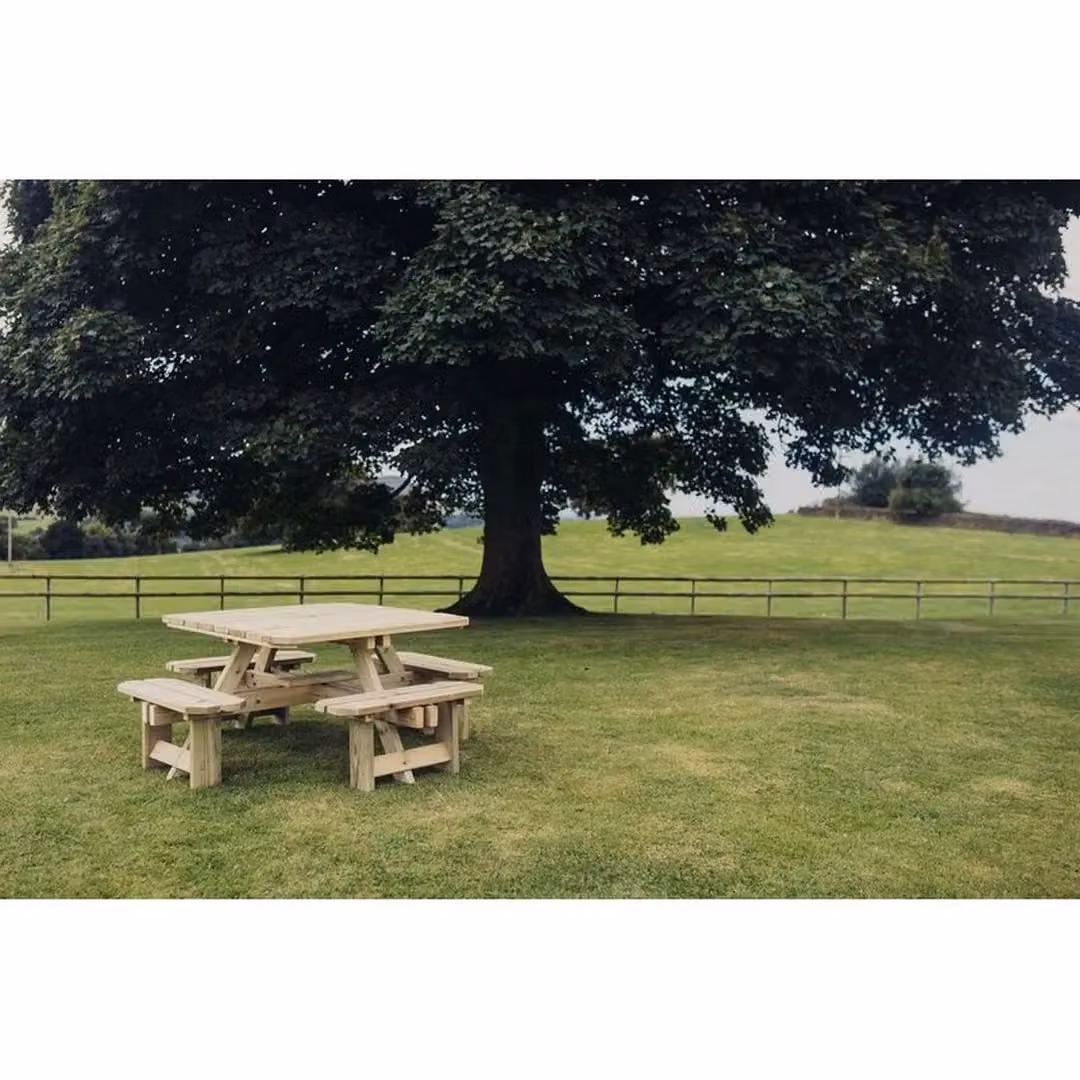 Churnet Valley Garden Furniture Ltd Brown Wooden Square Garden Table for 8 People W/D/H: 200 x 200 x 75 cm – 2