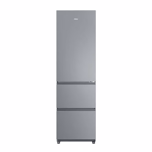 Haier HTR3518ENMTK Top Freezer Fridge Freezer, 303L Total No Frost, Stainless Steel Effect, E Rated