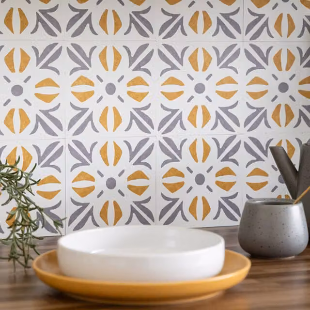 d-c-fix Gold Self-Adhesive Plain Wall Tiles for Kitchen and Bathroom (6 Tiles)