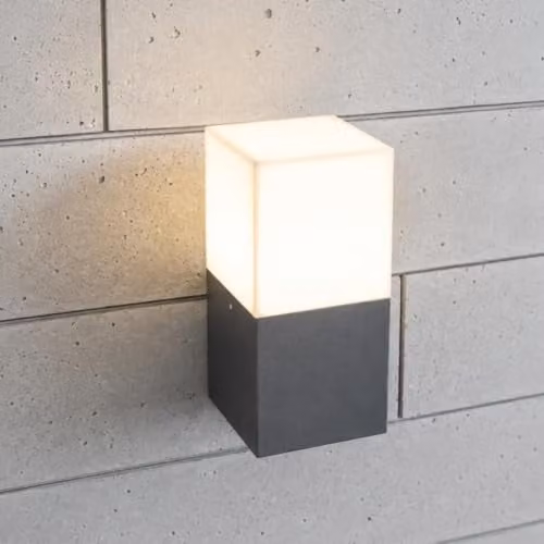 CGC Lighting Amara Modern Square Cube Outdoor Wall Light in Grey and White – 1